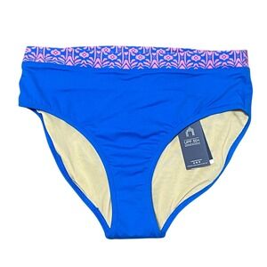 Talbots NWT‎ Cabana Life Blue Pink Geometric Swim Bikini Bottoms UPF 50+ Medium